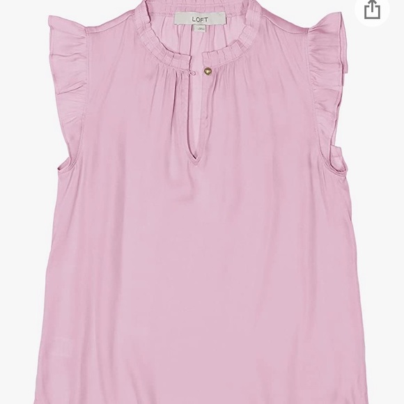 2/$20: LOFT Petites Ruffle Henley Tank Blouse - Picture 1 of 6